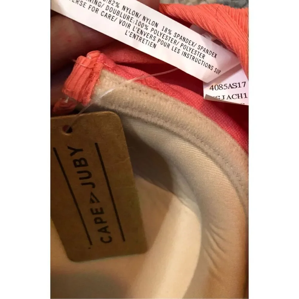 Coral orange Cape Juby coral underwire push up plunge bikini top size S